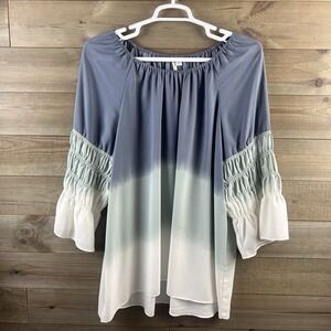 Cato Womens Shirt 3/4 Sleeve Blouse Ombre Off The Shoulder Boho Peasant 22 24